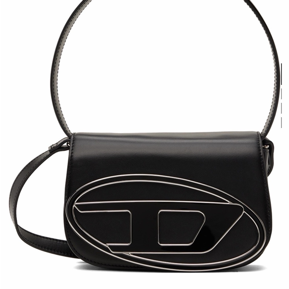Diesel Black Crossbody Bag with Silver Accents black 1 DR bag AUTHENTIC can prov
